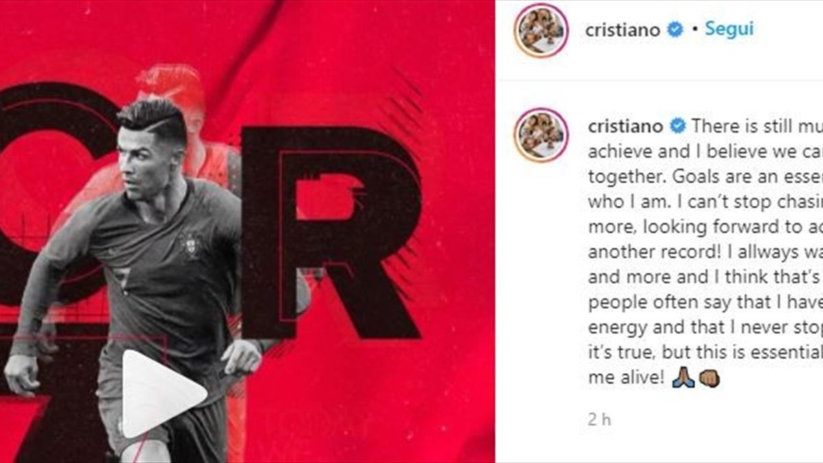 Cristiano Ronaldo, il post su Instagram per celebrare il traguardo dei 770 gol
