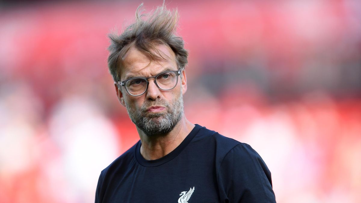 Jurgen Klopp, Manager of Liverpool looks on prior to the Premier League match between Liverpool FC and Arsenal FC at Anfield