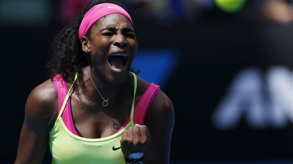 Serena Williams yells during her Australian Open win over Garbine Muguruza (Reuters)