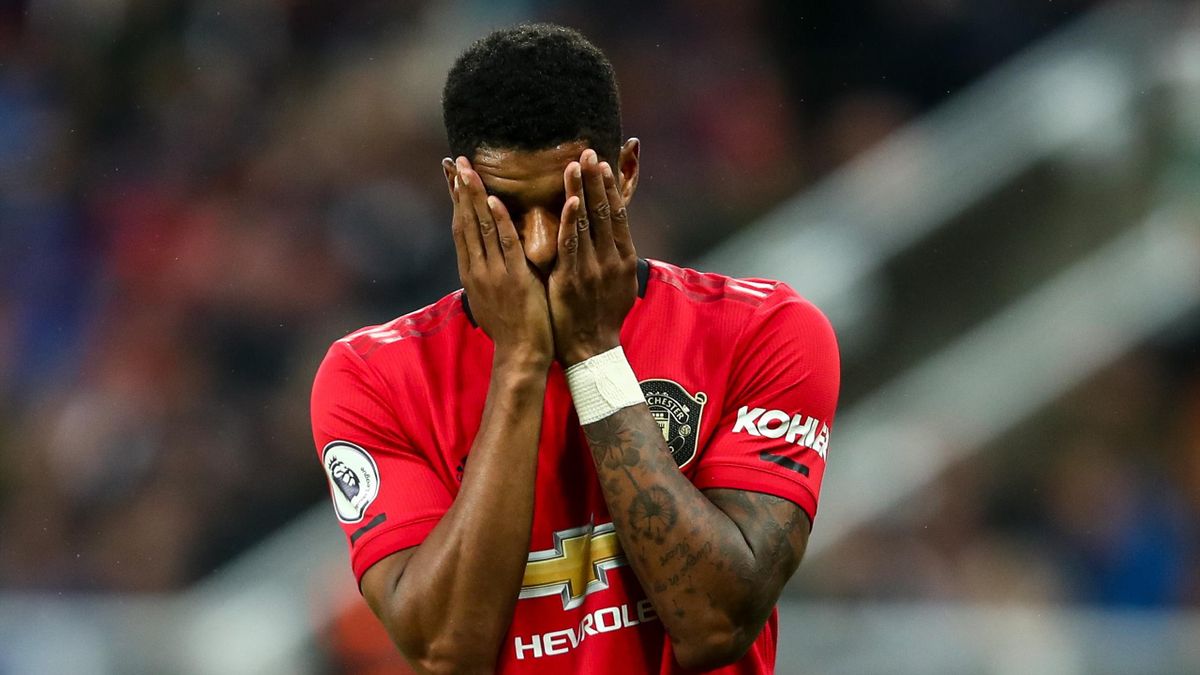 La détresse de Marcus Rashford lors de Newcastle - Manchester United, le 6 ocrobre 2019