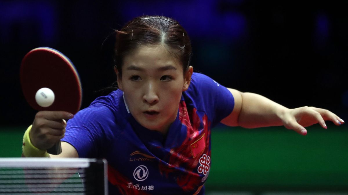 China's Liu Shiwen returns the ball to China's Ding Ning during their women singles semi-final match at the ITTF World Table Tennis Championships on April 26, 2019 in Budapest.
