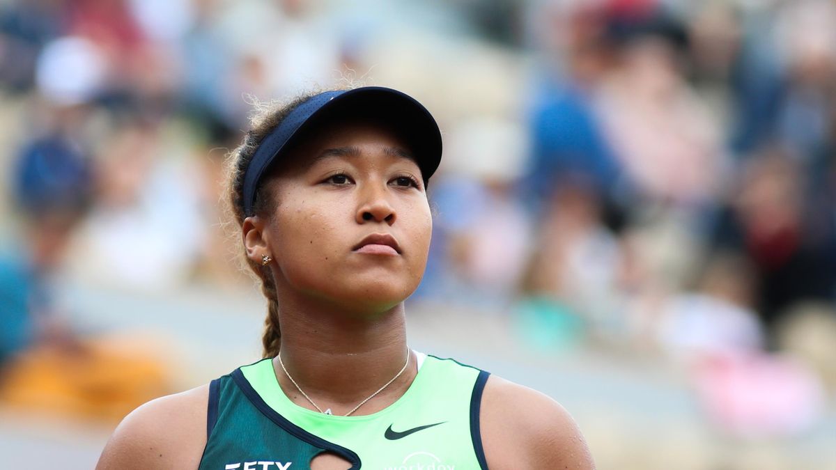Naomi Osaka during her match against Amanda Anisimova on Suzanne Lenglen court in the 2022 French Open finals day two.