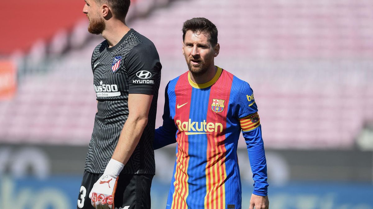 Jan Oblak (Atlético de Madrid) y Leo Messi (FC Barcelona)