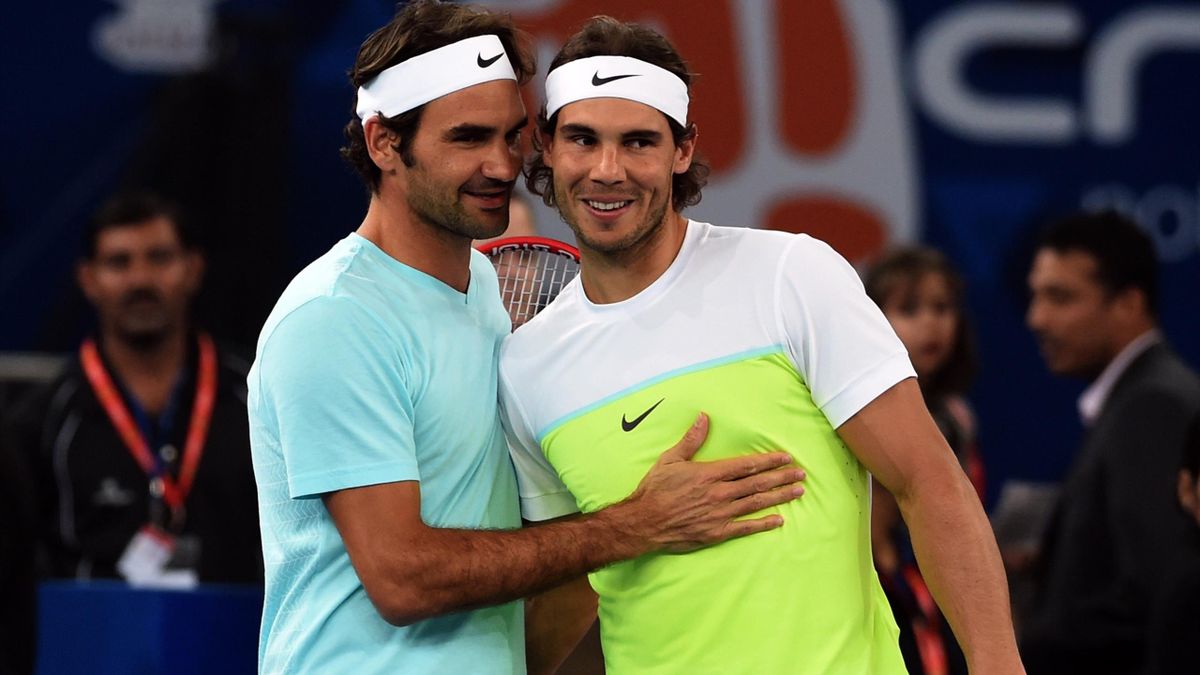 Roger Federer et Rafael Nadal fin 2015 lors de l'IPTL.
