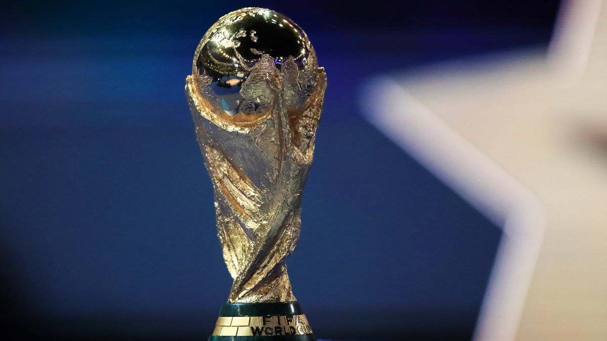 Detail of the FIFA World Cup Trophy during the UEFA Nations League A group one match between France and Netherlands at Stade de France on September 9, 2018 in Paris, France.