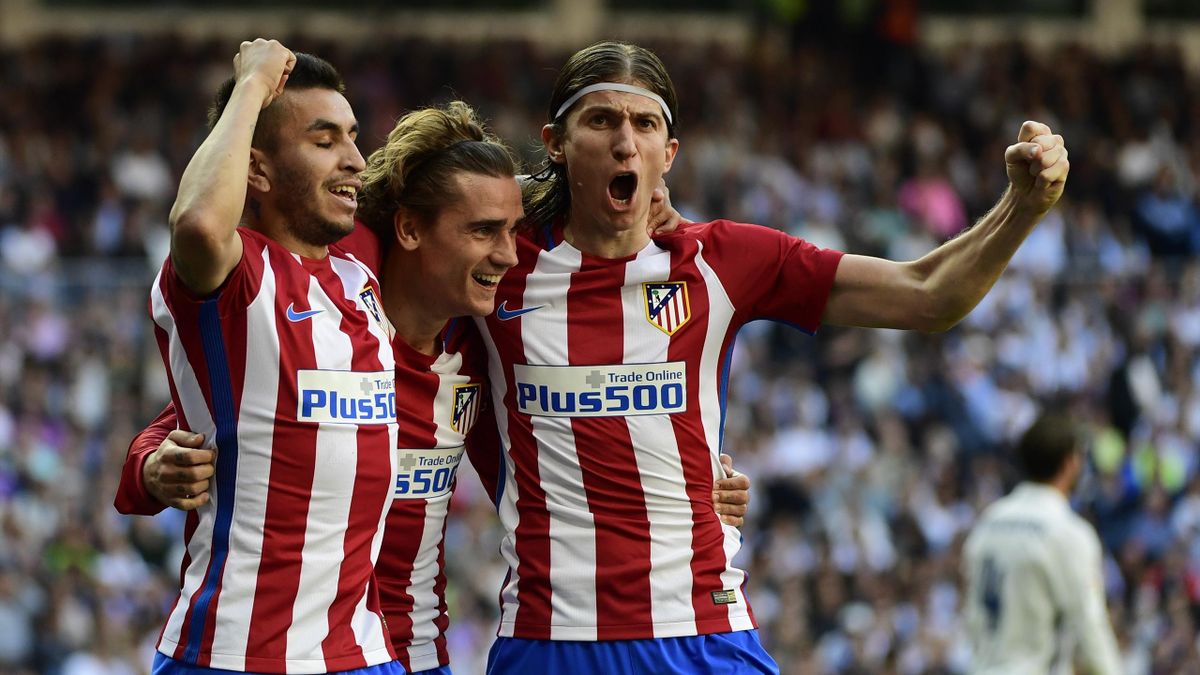 La joie des joueurs de l'Atlético après le but de Griezmann face au Real