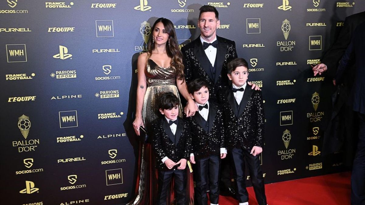 La familia Messi, con sus tres hijos iguales que Leo, protagonistas en una brillante alfombra roja