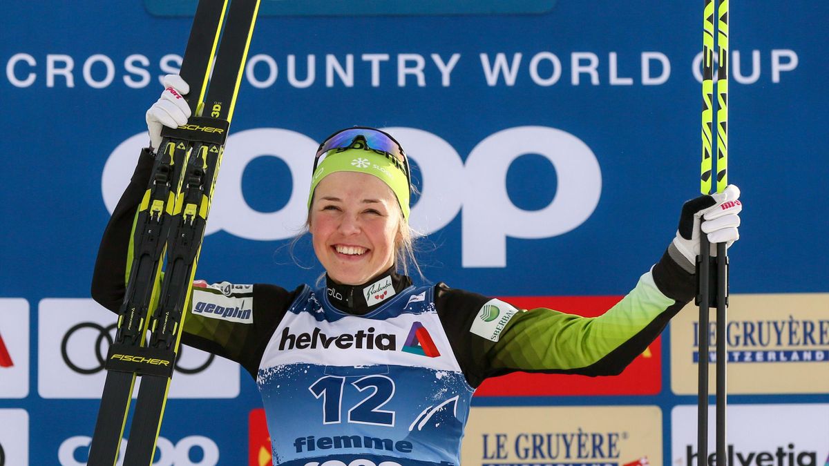 Anamarija Lampic of Slovenia takes 1st place during the FIS Nordic World Cup Men's and Women's Cross Country Final Climb on January 4, 2020 in Val Di Fiemme, Italy