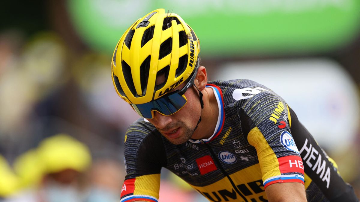 Primoz Roglic, tête basse : ses espoirs de sacre se sont évaporés ce vendredi, lors de la 7e étape du Tour de France - 02/07/2021