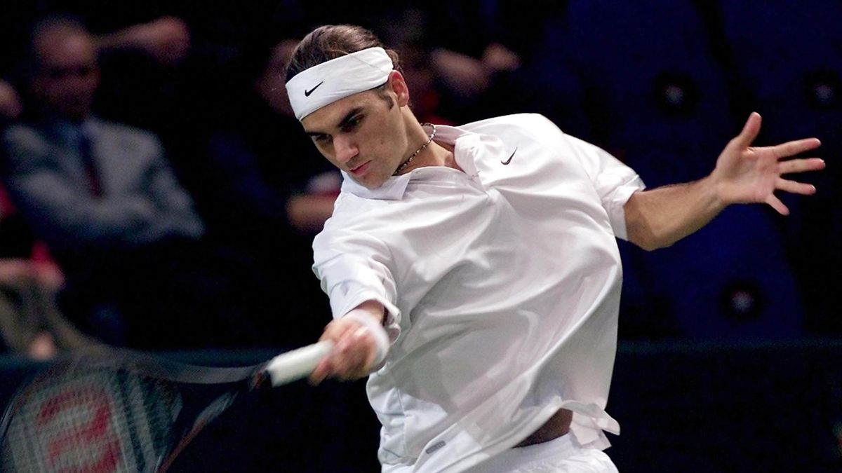 Roger Federer in action in 2001