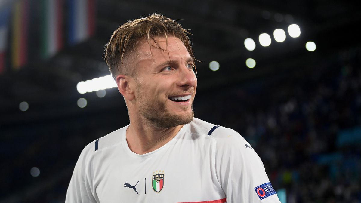 ROME, ITALY - JUNE 11: Ciro Immobile of Italy celebrates after scoring their side's second goal during the UEFA Euro 2020 Championship Group A match between Turkey and Italy at the Stadio Olimpico on June 11, 2021 in Rome, Italy.