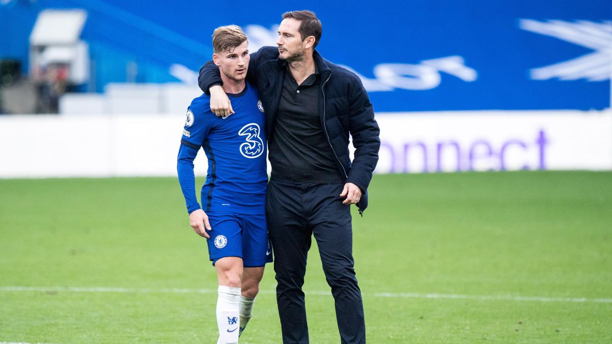 Chelsea-Trainer Frank Lampard (rechts) mit Timo Werner