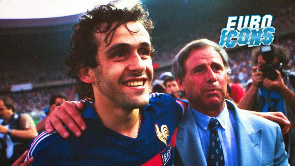 Michel Platini celebrates after winning the European Championship in 1984