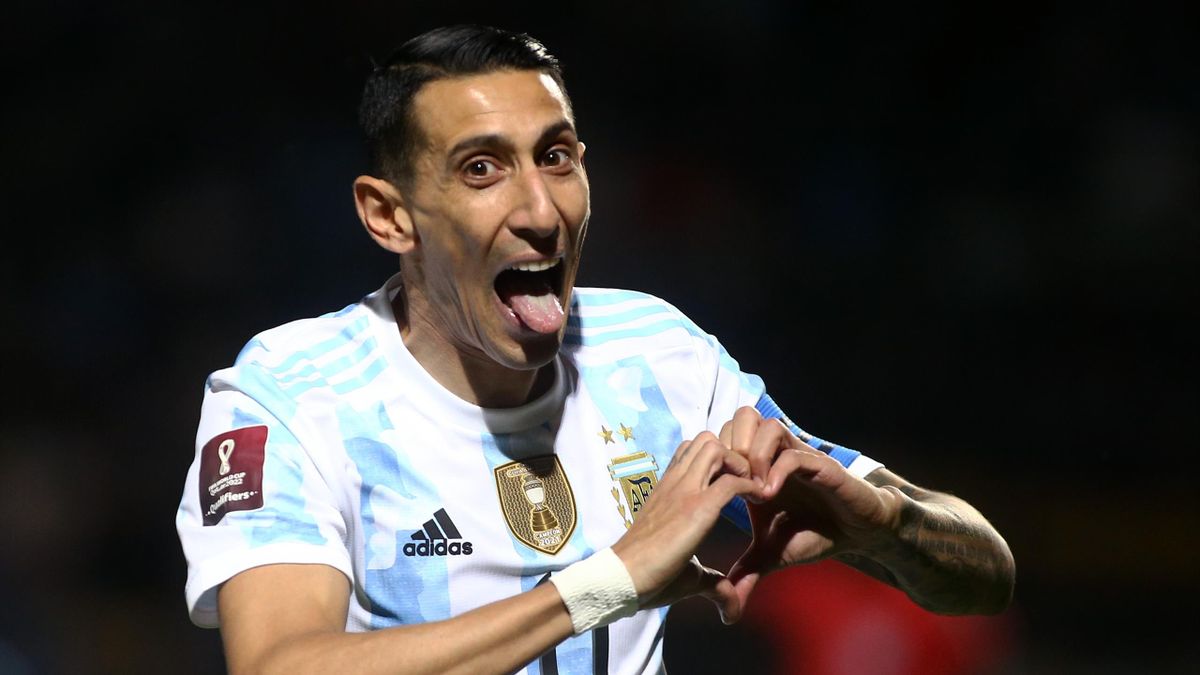 Uruguay-Argentina 0-1, 13 novembre 2021: Angel Di Maria esulta dopo il gol decisivo al 7' (Getty Images)