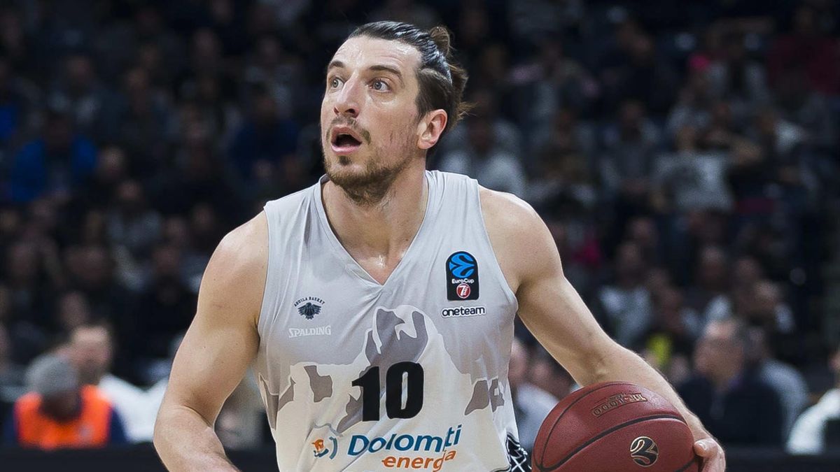 Toto Forray of Dolomiti Energia Trento comes forward during the Eurocup match between KK Partizan and Dolomiti Energia Trento at Aleksandar Nikolic Hall on March 4, 2020 in Belgrade, Serbia.