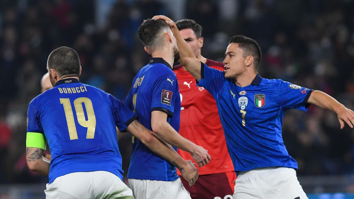 Jorginho of Italy reacts after missing his penalty, Italy v Switzerland, World Cup qualifier, Stadio Olimpico, Rome November 12, 2021