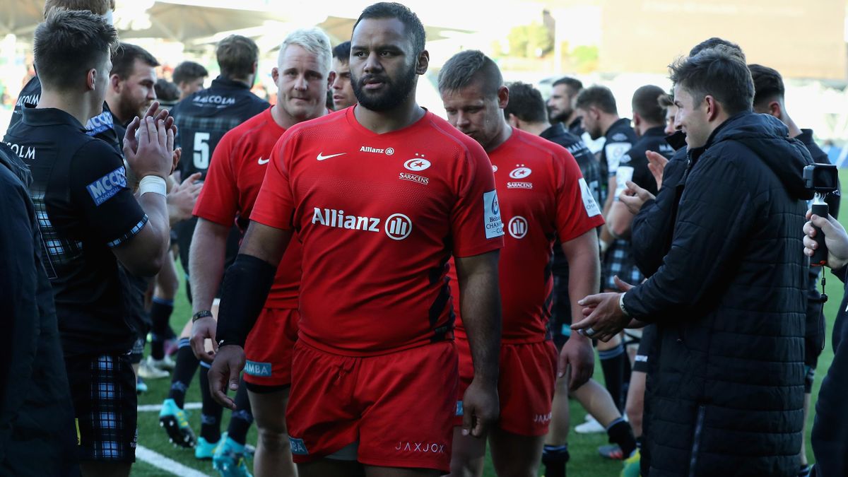 Billy Vunipola of Saracens, walks off the field after their victory during the Champions Cup match between Glasgow Warriors and Saracens at the Scotstoun Stadium on October 14, 2018 in Glasgow.