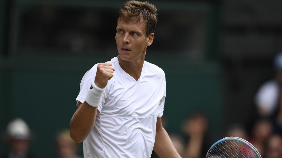 Tomas Berdych celebrates during his match against Germany's Alexander Zverev.