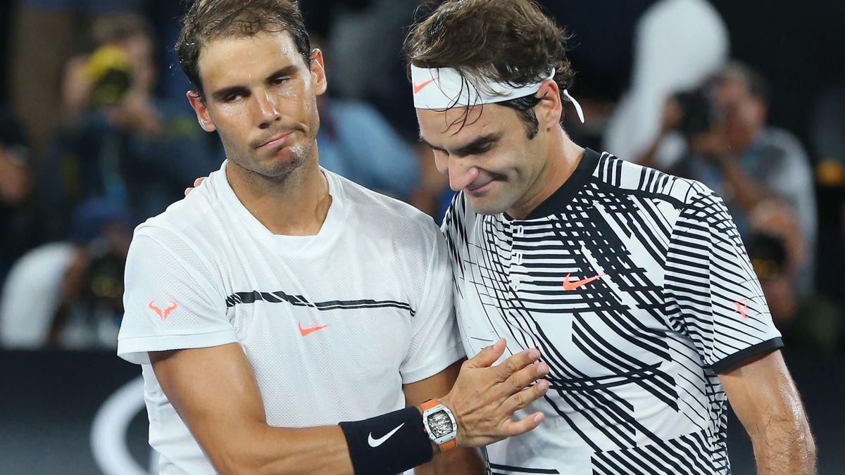 Rafael Nadal (links) en Roger Federer