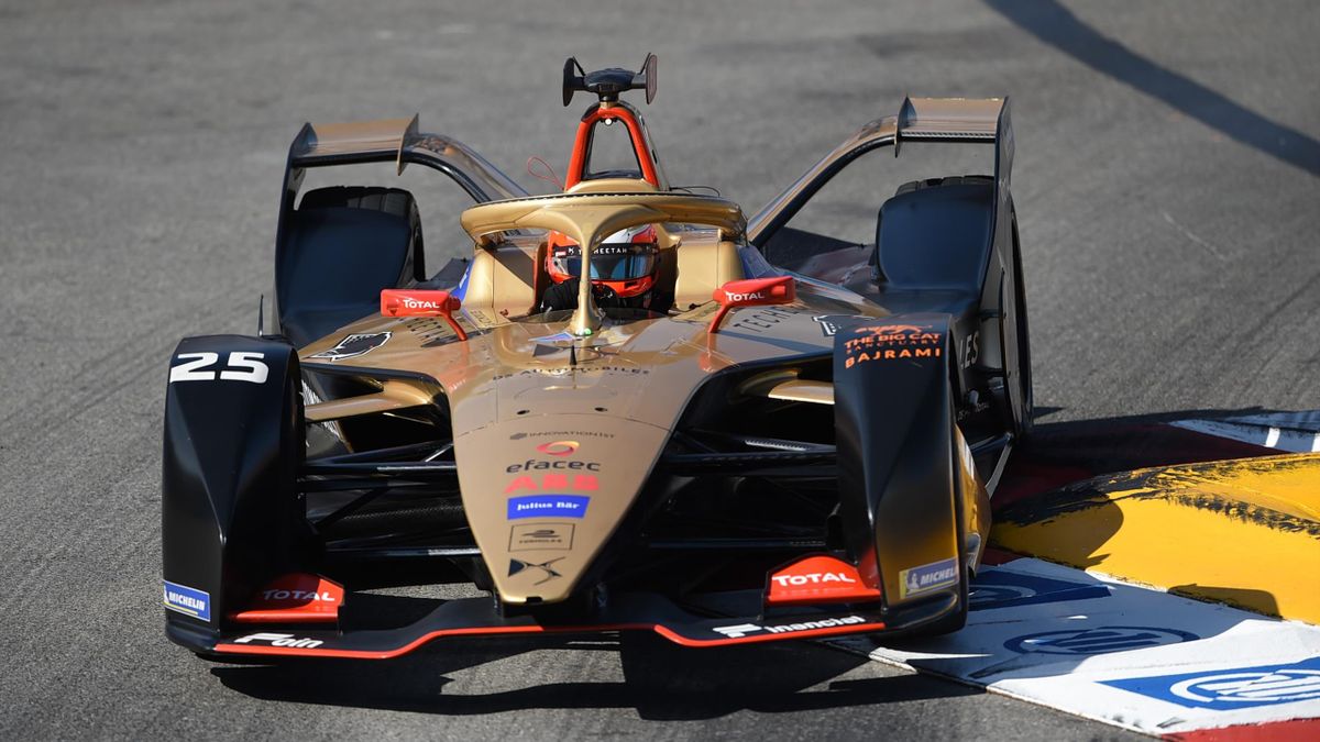French One time Formula E World Champion Jean Eric Vergne of DS Automobiles Formula E Team Techeetah drive her single-seater during the 3rd edition of Monaco E-Prix, in port neighborhood in Monaco, France
