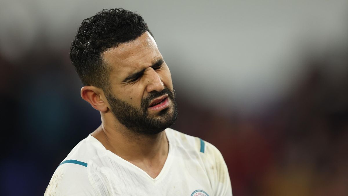 A frustrated Riyad Mahrez of Manchester City reacts