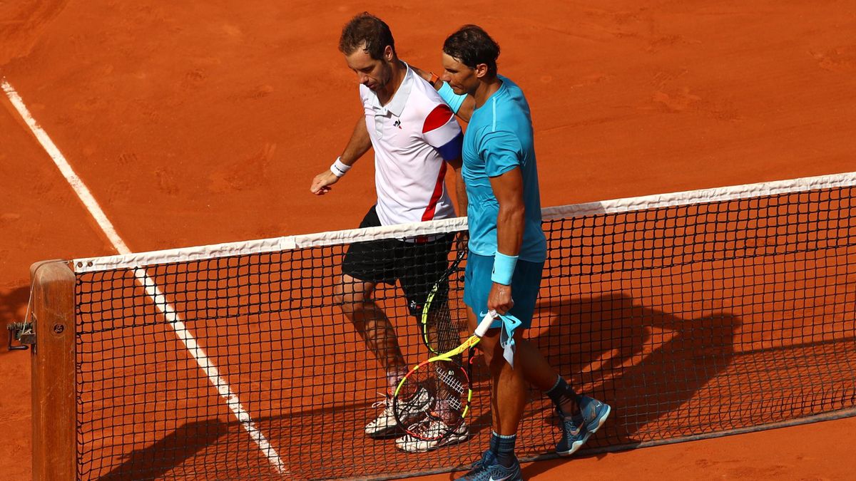Richard Gasquet et Rafael Nadal à Roland-Garros en 2018