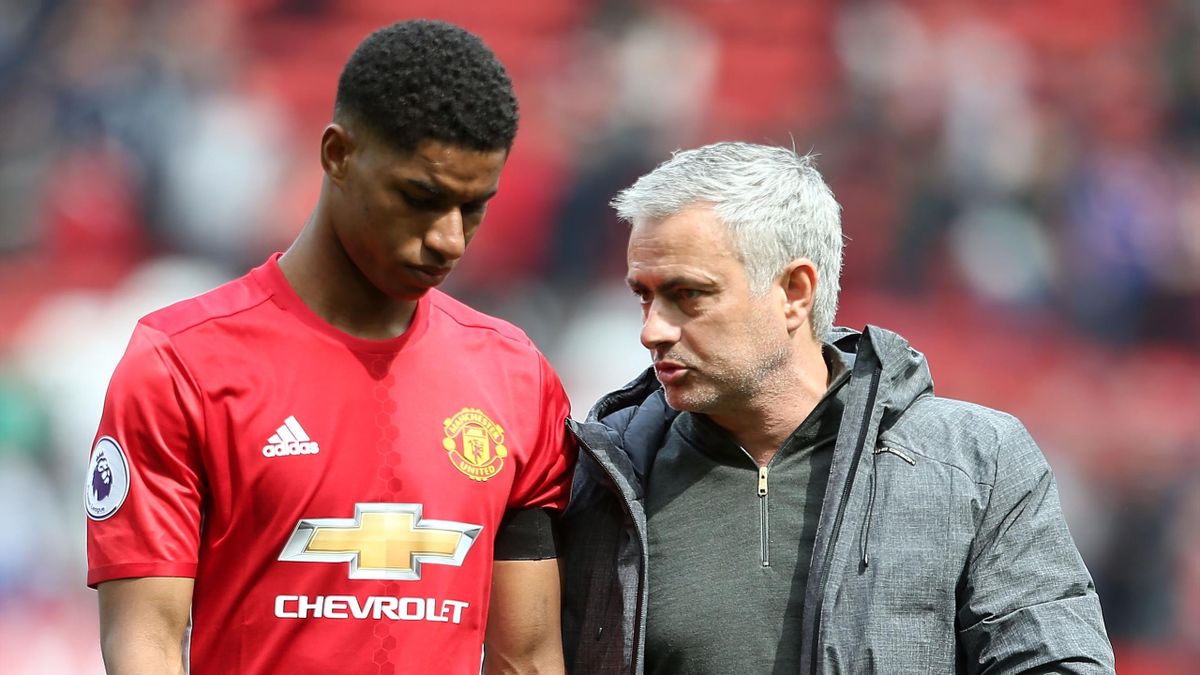 Marcus Rashford and Jose Mourinho during their time together at Manchester United