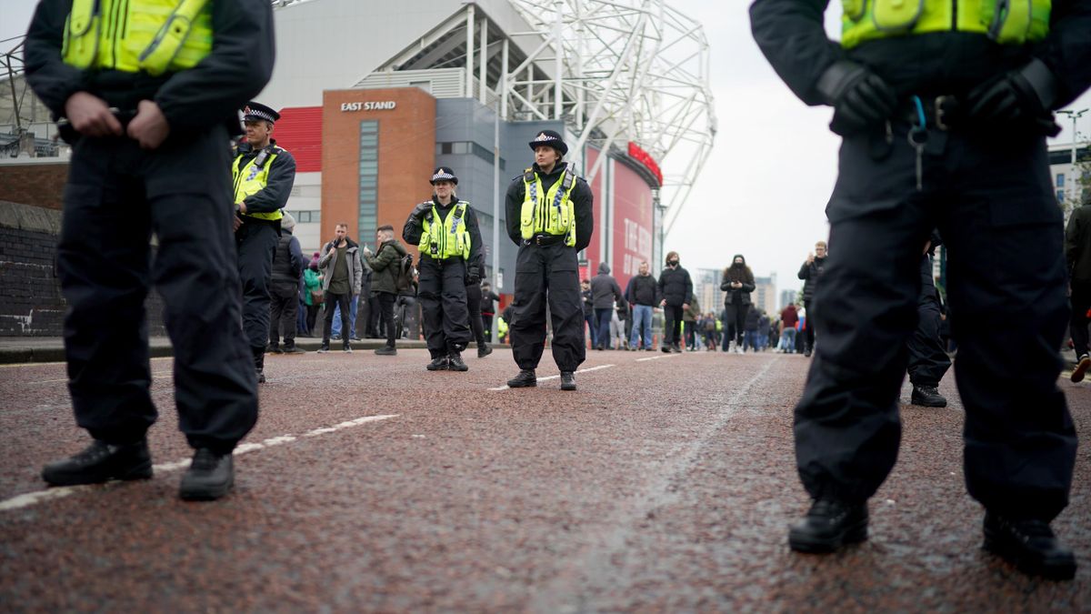 Heavy police presence outside Old Trafford