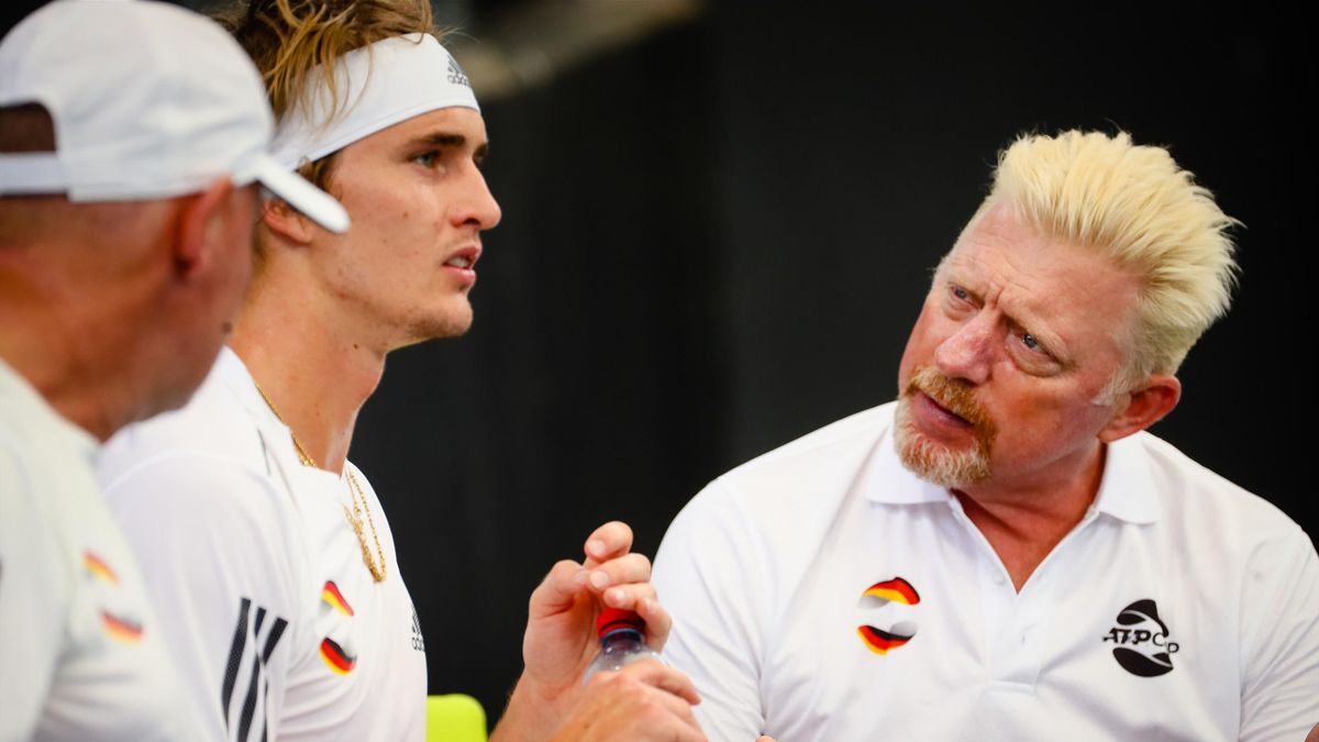 Alexander Zverev (Mi.) und Boris Becker (re.)