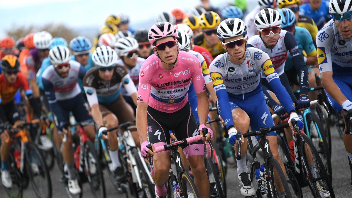 Joao Almeida (Deceuninck Quick-Step) in the pink jersey in stage 9 of the Giro d'Italia 2020