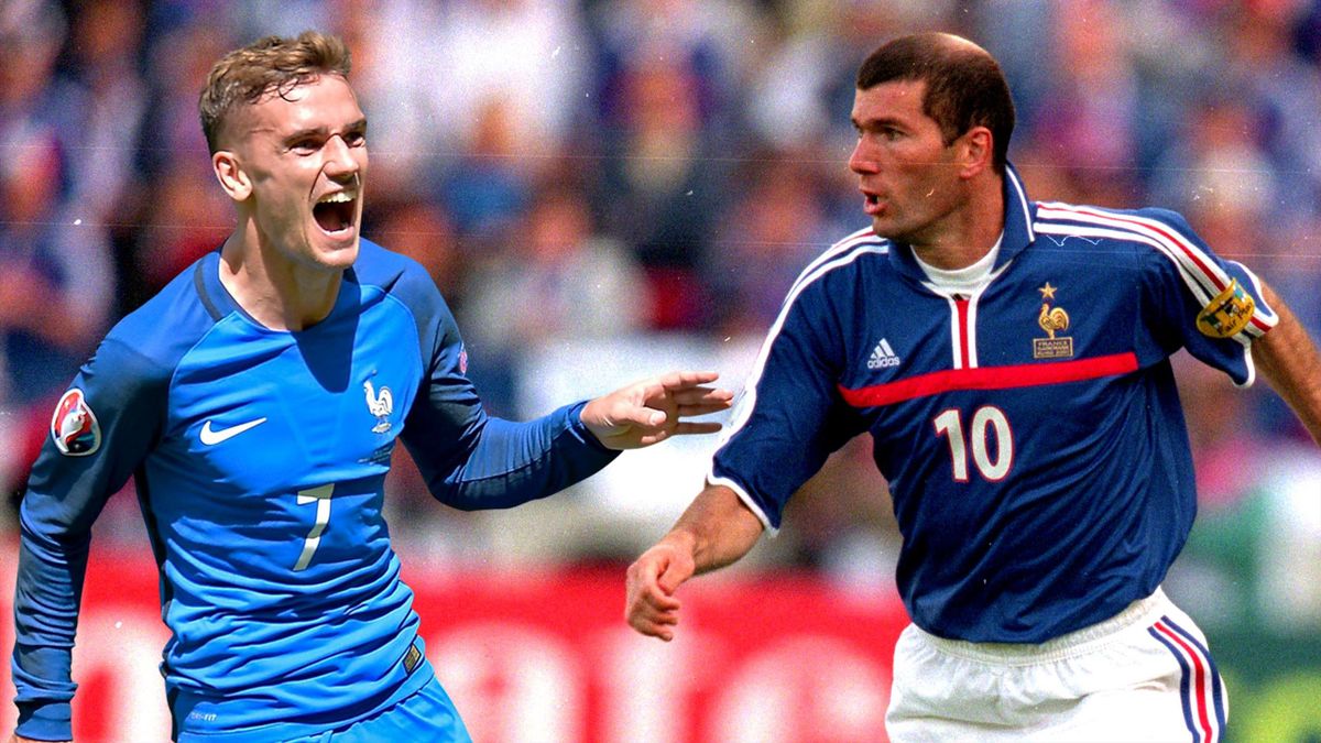 Antoine Griezmann et Zinédine Zidane, stars de l'Euro 2016 et de l'Euro 2000.