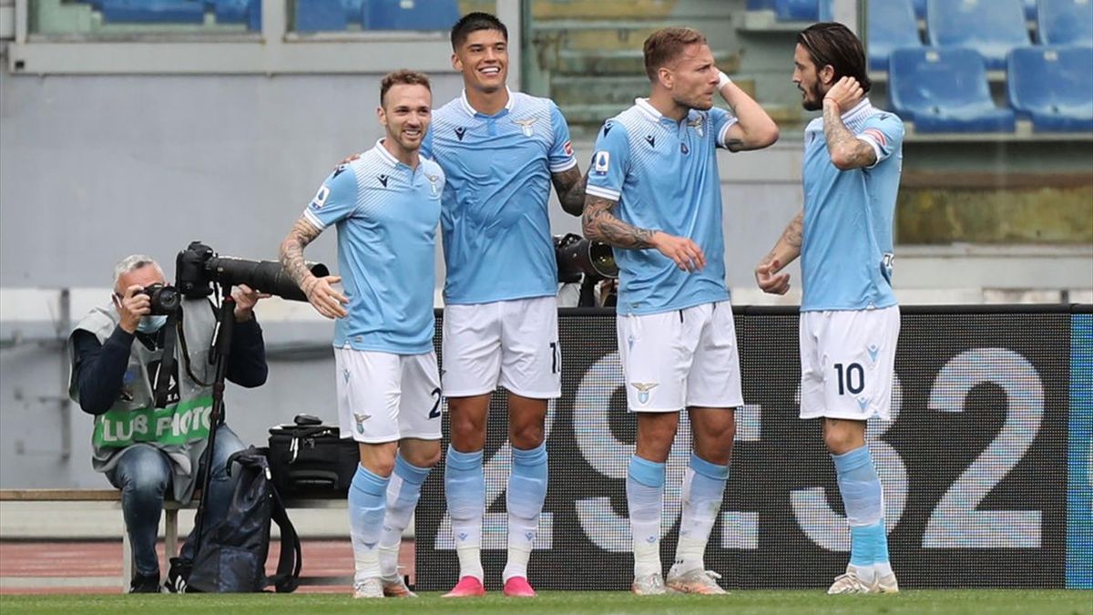 L'esultanza dei giocatori della Lazio - Lazio-Genoa Serie A 2020-21