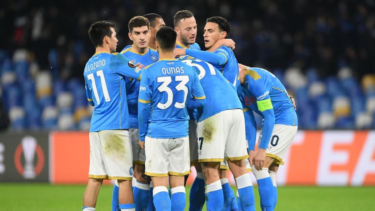 L'esultanza dei giocatori del Napoli durante Napoli-Leicester - Europa League 2021-22