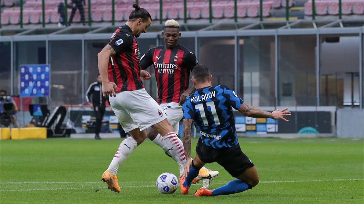 Il fallo da rigore di Kolarov su Ibrahimovic - Inter-Milan Serie A 2020-21