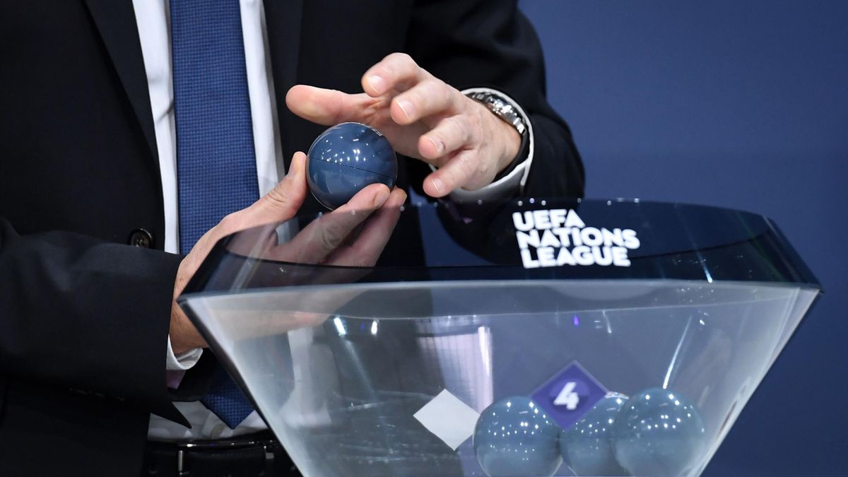 A detailed view of a ball being opened during the UEFA Nations League 2022/23 League Phase Draw at the UEFA headquarters, The House of European Football, on December 16, 2021, in Nyon, Switzerland