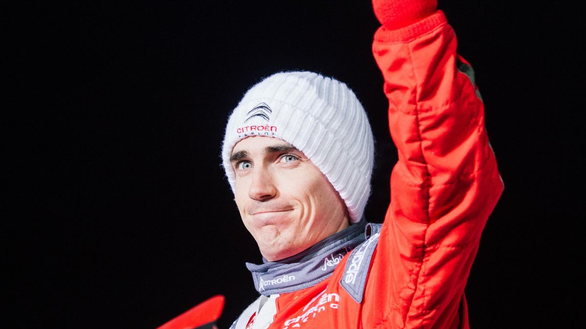 Craig Breen of Ireland with his Citroen DS3 WRC gestures during driver's presentation ahead of the Rally Sweden, second round of the FIA World Rally Championship on February 11, 2016 in Karlstad, Sweden.
