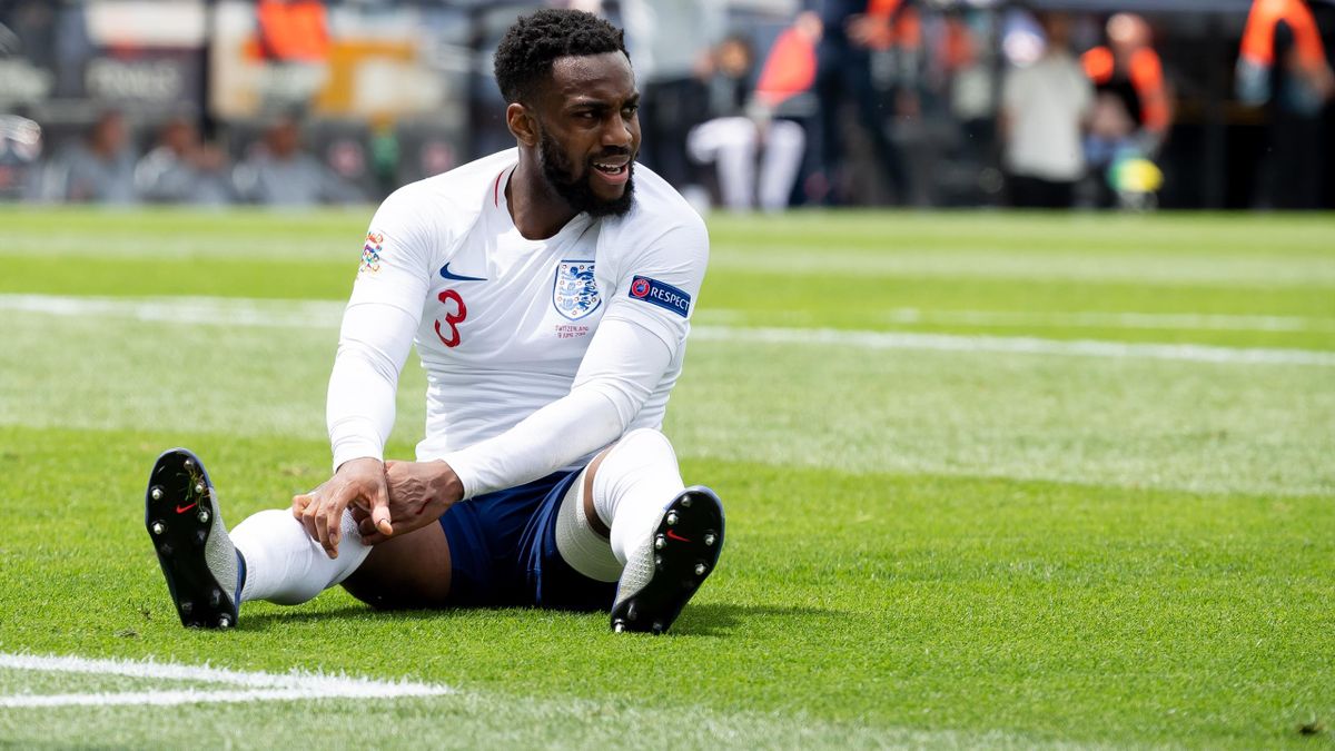 Danny Rose of England on the ground during the UEFA Nations League Third Place Playoff match between Switzerland and England at Estadio D. Afonso Henriques on June 9, 2019.