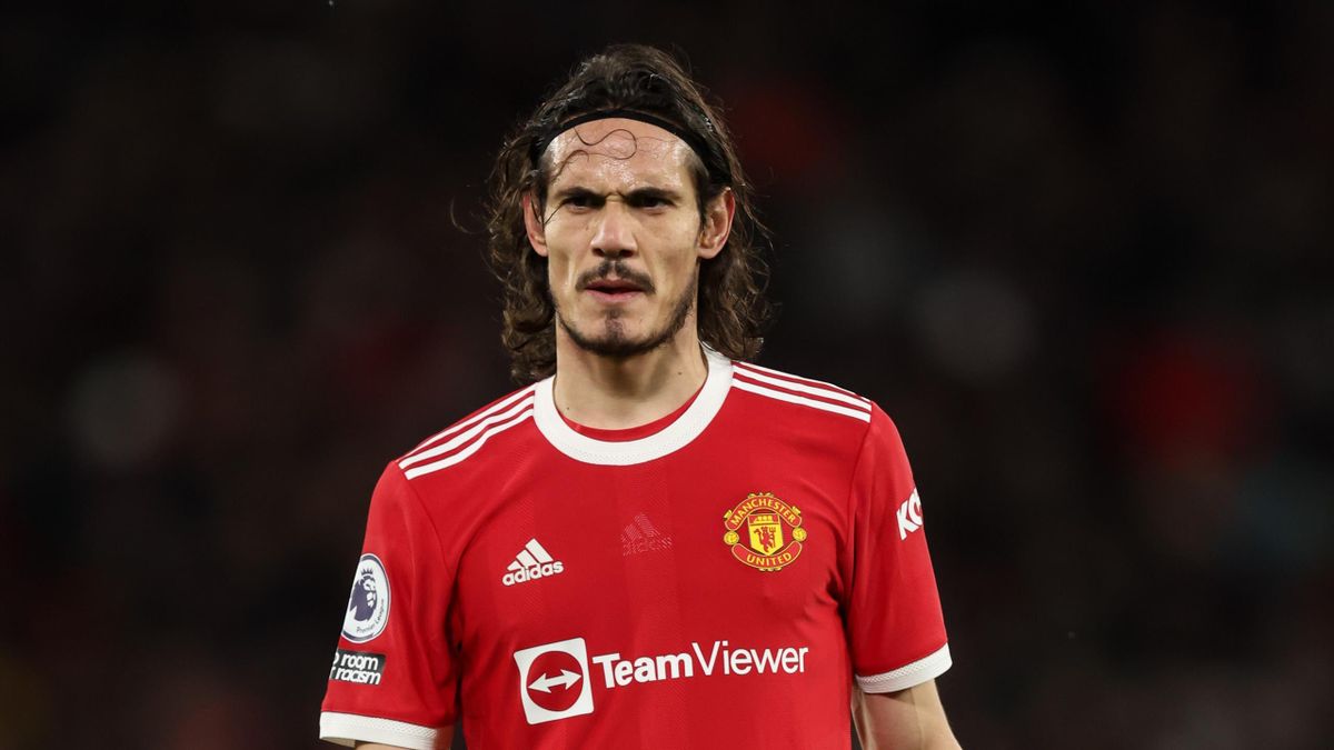 Edinson Cavani of Manchester United during the Premier League match between Manchester United and Wolverhampton Wanderers at Old Trafford on January 3, 2022 in Manchester, England.