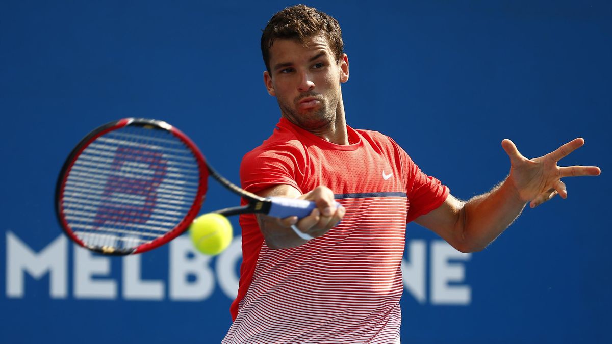 Bulgaria's Grigor Dimitrov hits a shot during his second round match against Argentina's Marco Trungelliti at the Australian Open tennis tournament at Melbourne Park, Australia, January 20, 2016