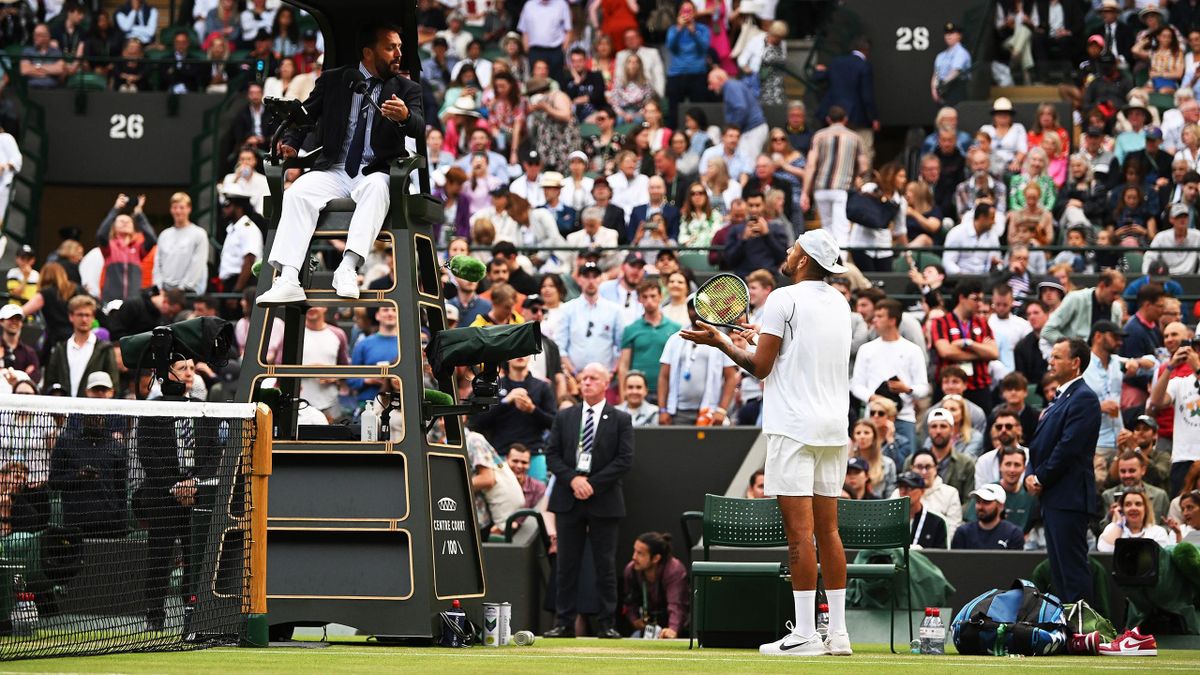Wimbledon: Nick Kyrgios debattiert mit Stuhlschiedsrichter Damien Dumusois