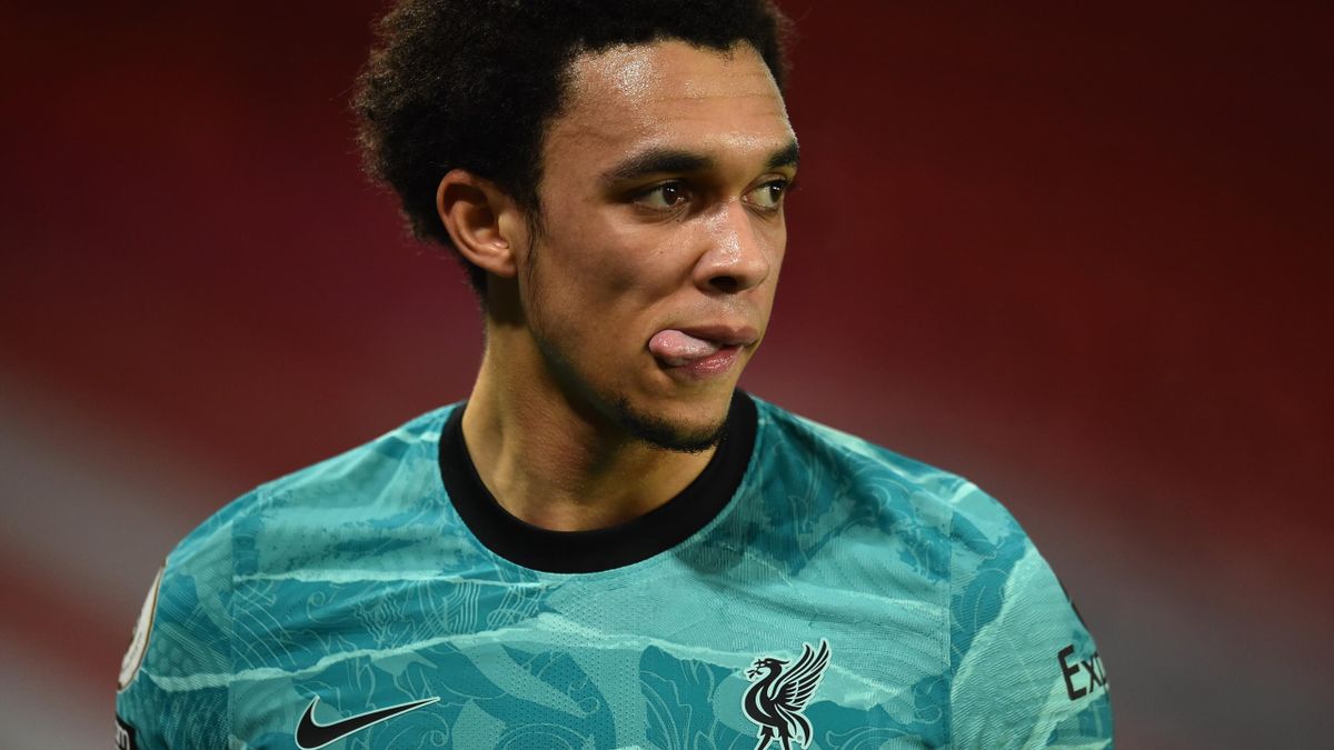 Trent Alexander-Arnold of Liverpool during the Premier League match between Sheffield United and Liverpool at Bramall Lane on February 28, 2021 in Sheffield, England