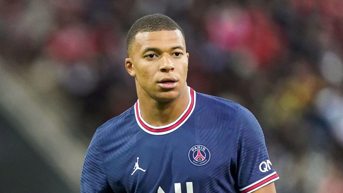 Kylian Mbappe during the Ligue 1 Uber Eats match between Reims and Paris Saint Germain at Stade Auguste Delaune on August 29, 2021 in Reims, France.