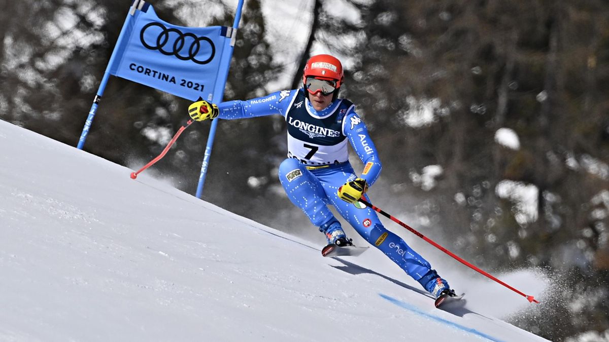 Federica Brignone of Italy in action during the FIS Alpine Ski World Championships Women's Alpine Combined on February 15, 2021 in Cortina d'Ampezzo Italy