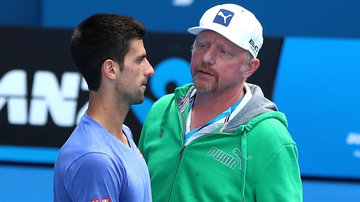 Novak Djokovic und Boris Becker bei den Australian Open 2015 in Melbourne