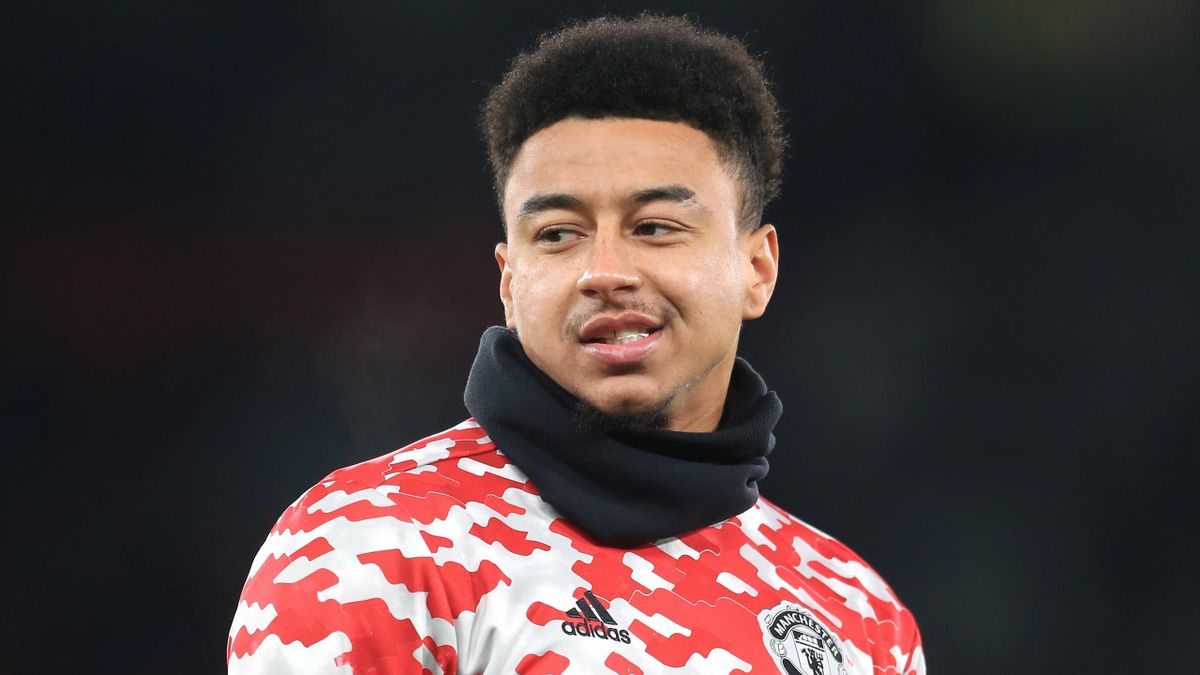 MANCHESTER, ENGLAND - JANUARY 10: Jesse Lingard of Manchester United looks on before the Emirates FA Cup Third Round match between Manchester United and Aston Villa at Old Trafford on January 10, 2022 in Manchester, England. (Photo by Simon Stacpoole/Offs