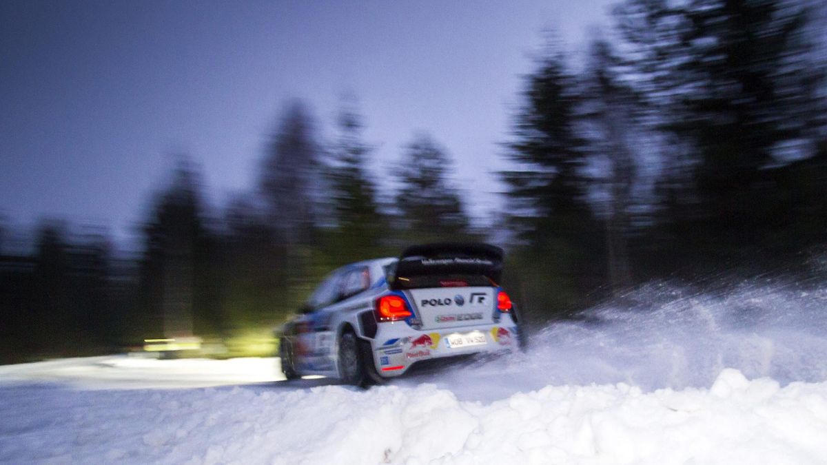 France's Sebastien Ogier drives his Volkswagen: Rally of Sweden