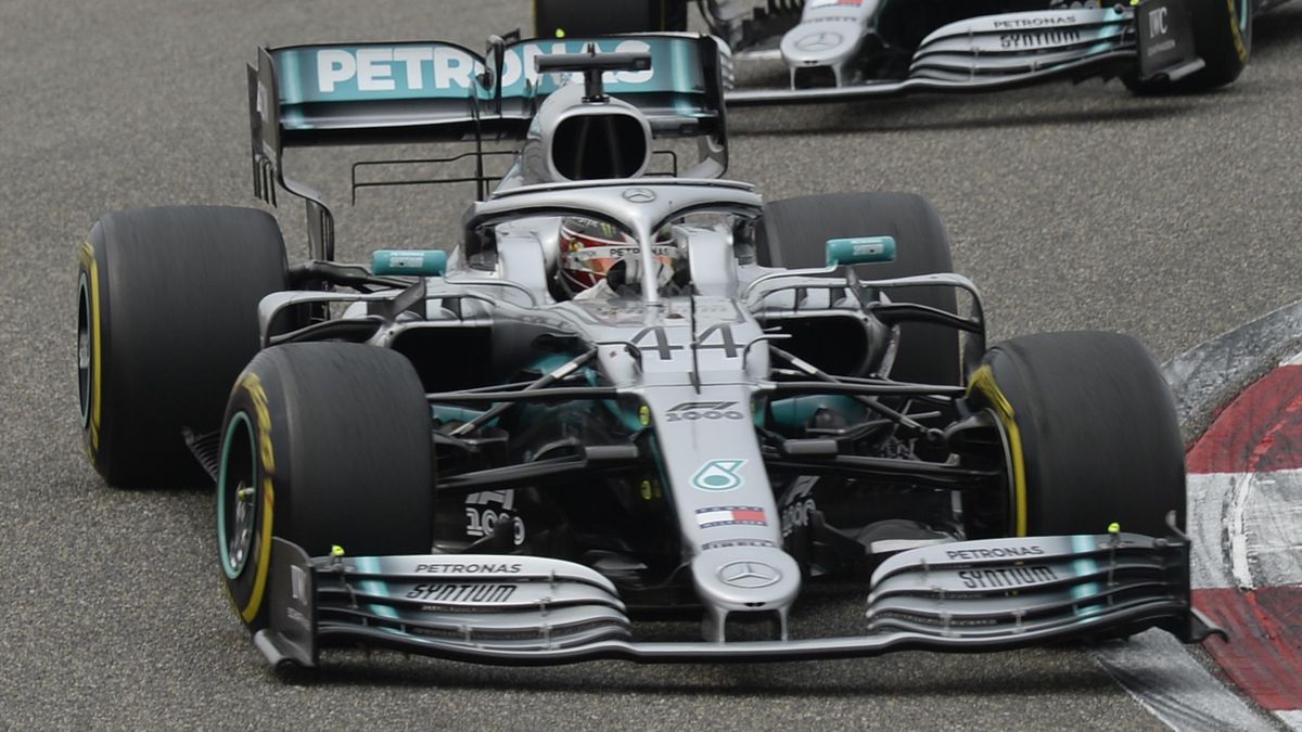 Mercedes' British driver Lewis Hamilton takes a corner during the Formula One Chinese Grand Prix in Shanghai on April 14, 2019. (Photo by WANG ZHAO / AFP) (Photo credit should read WANG ZHAO/AFP/Getty Images)