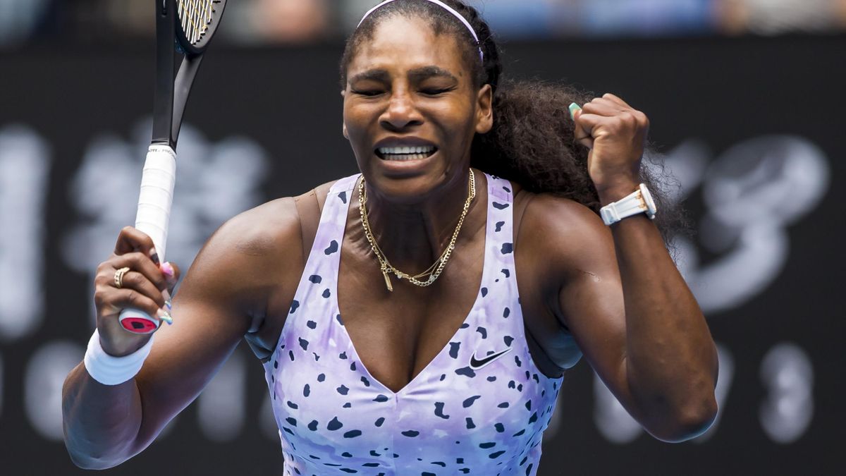 Serena Williams of the United States of America celebrates during the third round of the 2020 Australian Open on January 24 2020, at Melbourne Park