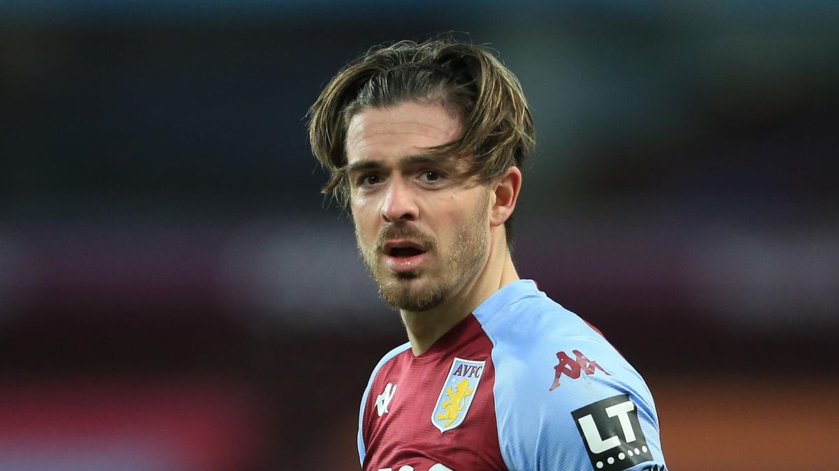 Jack Grealish of Aston Villa during the Premier League match between Aston Villa and West Ham United at Villa Park on February 3, 2021 in Birmingham, United Kingdom