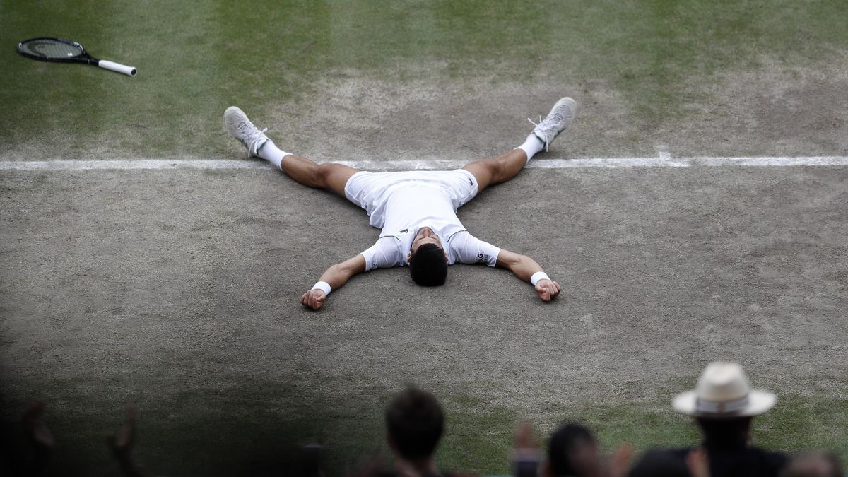 Novak Djokovic après son sacre à Wimbledon